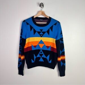 Minnie Rose Aztec Geometric Crewneck Sweater